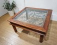 画像1: 西洋　洋館　クラシック　センターテーブル　ガラストップ　アイアン　彫刻　アンティーク　英国スタイル (1)