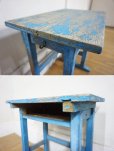 画像16:  古い木　アンティーク　ブルーペインティング　作業台　サイドテーブル　机　デスク　ガーデニングアイテム　飾り棚