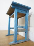 画像6:  古い木　アンティーク　ブルーペインティング　作業台　サイドテーブル　机　デスク　ガーデニングアイテム　飾り棚