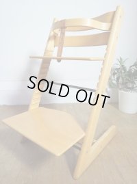 北欧　ノルウェー　STOKKE ストッケ　Tripp Trapp Chair トリップトラップチェア　ベビーガード付　革ベルト　ダイニング　高さ調節機能　取説付き　子供椅子　デスクチェア　ナチュラル色