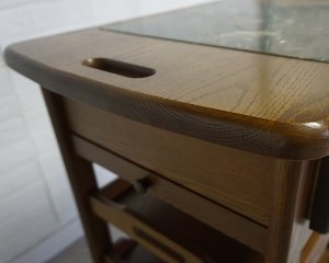 画像7: 西洋　クラシカル　ハンドクラフト　四国工芸　森のサーカス　オーク材　無垢材　大理石　大型　キッチン　ダイニング　サービス　ワゴン　テーブル　チェスト　トレイ　トレー　2つ　収納棚　飾り棚　台　オープンシェルフ　英国　カフェ　洋館　店舗什器　アンティーク　ヴィンテージ