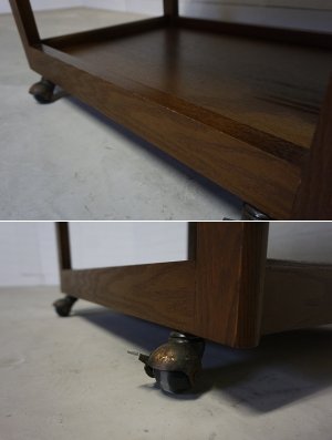 画像15: 西洋　クラシカル　ハンドクラフト　四国工芸　森のサーカス　オーク材　無垢材　大理石　大型　キッチン　ダイニング　サービス　ワゴン　テーブル　チェスト　トレイ　トレー　2つ　収納棚　飾り棚　台　オープンシェルフ　英国　カフェ　洋館　店舗什器　アンティーク　ヴィンテージ