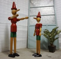 イタリア　ヴィンテージ　ピノキオ　木製　可動　工芸品　置物　インテリア　オブジェ　人形　ディスプレイ　ノルタルジック　（小）