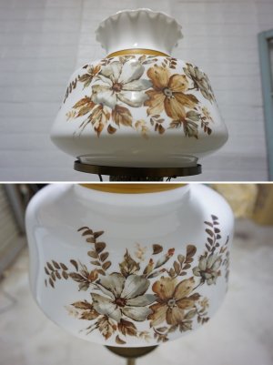 画像13: 西洋　クラシカル　古いアンティーク　1灯　フロアライト　アイアン　ゴールド色　乳白ガラス　スタンドライト　照明　オイルランプ風　英国　洋館　カフェ