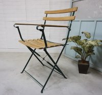 フランス　ヴィンテージ　フォールディングチェア　サイドチェア　アームチェア　ディスプレイ　ガーデン　折り畳み　椅子　アイアン　天然木　カントリー　(1)