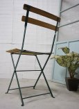 画像5: フランス　ヴィンテージ　フォールディングチェア　サイドチェア　ディスプレイ　ガーデン　折り畳み　椅子　アイアン　天然木　カントリー　シールあり　(1)
