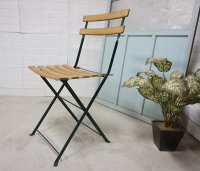 フランス　ヴィンテージ　フォールディングチェア　サイドチェア　ディスプレイ　ガーデン　折り畳み　椅子　アイアン　天然木　カントリー　(2)