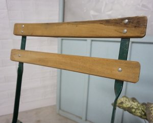 画像12: フランス　ヴィンテージ　フォールディングチェア　サイドチェア　ディスプレイ　ガーデン　折り畳み　椅子　アイアン　天然木　カントリー　シールあり　(1)