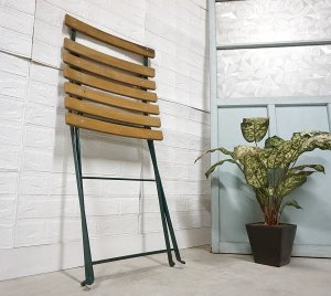 画像6: フランス　ヴィンテージ　フォールディングチェア　サイドチェア　ディスプレイ　ガーデン　折り畳み　椅子　アイアン　天然木　カントリー　シールあり　(1)