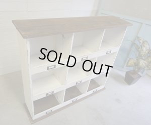 画像3: フレンチカントリー　古い木　ペインティング　収納　キャビネット　靴箱　シューズボックス　下駄箱　シェルフ　飾り棚　陳列棚　台　ディスプレイ　サイドボード　本棚　西洋　英国　ヴィンテージ