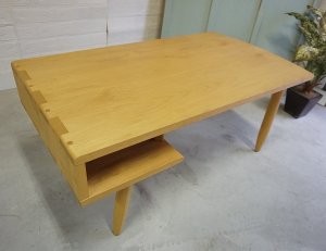 画像1: 北欧モダン　コーヒーテーブル　サイドテーブル　センターテーブル　ローテーブル　天然木　棚　台
