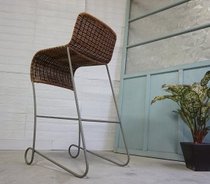 画像4: ☆天然素材の温かみある風合い☆　ラタン　藤　×　アイアン　カウンターチェア　ハイチェア　椅子　北欧モダン　