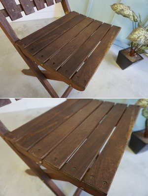 画像11: 古い木　英国　カフェ　フォールディングチェア　折り畳み椅子　ヴィンテージ　ガーデニング