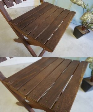 画像5: 古い木　英国　カフェ　フォールディングチェア　折り畳み椅子　ヴィンテージ　ガーデニング