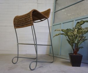 画像3: ☆天然素材の温かみある風合い☆　ラタン　藤　×　アイアン　カウンターチェア　ハイチェア　椅子　北欧モダン　