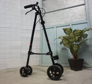 画像1: 5段階調整　軽量介護　ローラーステッカー　ステッキ 杖　車輪付き　高さ調節　ハンドルレール　ブレーキレバー　歩行補助　福祉　自立式　手すり感覚で使用できる　1.8KG　日本　京都製