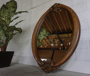 画像1: 洋館　西洋　クラシカル　壁掛け　ウォールミラー　鏡　彫刻　展示品　英国　カフェ　ディスプレイ