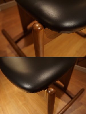 画像13: ウォールナット材　無垢　ハイバック　ダイニングチェア　本革　レザー　黒　ブラック　北欧モダン　