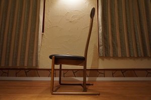 画像8: ウォールナット材　無垢　ハイバック　ダイニングチェア　本革　レザー　黒　ブラック　北欧モダン　