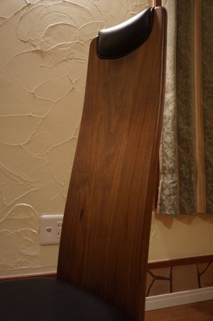 画像3: ウォールナット材　無垢　ハイバック　ダイニングチェア　本革　レザー　黒　ブラック　北欧モダン　