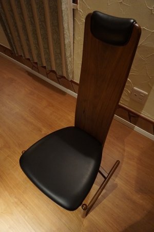 画像5: ウォールナット材　無垢　ハイバック　ダイニングチェア　本革　レザー　黒　ブラック　北欧モダン　