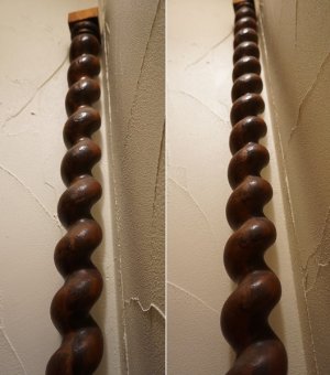 画像6: イギリス　英国　古い木　アンティーク　ツイスト　無垢材　階段　手すり　ディスプレイ　インテリア　オブジェ　柱　パーツ　西洋　洋館　１本出品　在庫2本　(2)