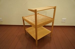 画像9: 北欧モダン　ステップアップ　サイドテーブル　ナイトテーブル　RE.CERO オリジナル　ラタンMix　ホワイトオーク材　オイル仕上げ　シェルフ　棚　台　ディスプレイ