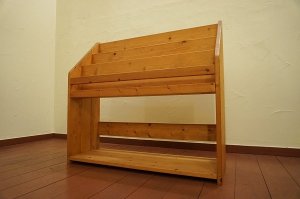 画像3: ヴィンテージ　パイン材　無垢　マガジンラック　ディスプレイラック　シェルフ　雑誌　本棚　収納棚　飾り棚　北欧モダン　英国　カントリー