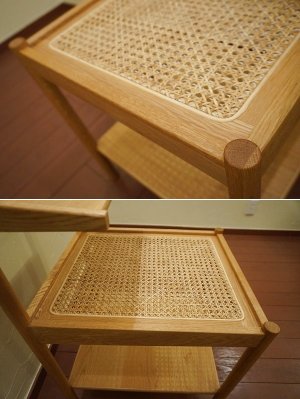 画像12: 北欧モダン　ステップアップ　サイドテーブル　ナイトテーブル　RE.CERO オリジナル　ラタンMix　ホワイトオーク材　オイル仕上げ　シェルフ　棚　台　ディスプレイ