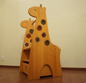 画像7: キリン　木製　収納　ハンガーラック　ディスプレイ　シェルフ　棚　北欧モダン　整理タンス　キッズ家具　知育家具　動物　アニマル　子供部屋