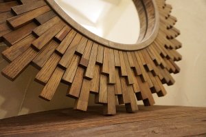画像3: 北欧 モダン　WOOD WALL ART ウッドウォールアート　SUNBURST サンバースト　壁掛け　円形　丸形　ウォールミラー　鏡　ウォールデコレーション　太陽　天然木　無垢材　ディスプレイ　店舗什器　
