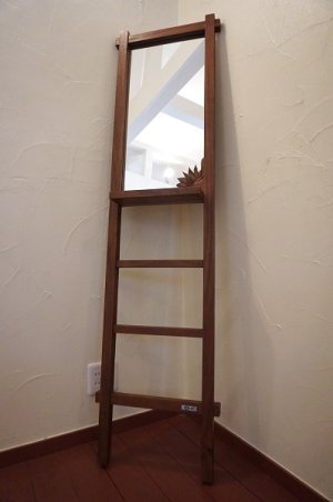 画像6: オールドチーク　無垢材　壁掛け　ラダーラック　メイクアップ　ミラー　姿見　鏡　ハンガースタンド　スタンドミラー　洋服掛け　梯子　ディスプレイ　リゾート　ホテル　店舗什器　オリエンタル　カフェ　アジアン