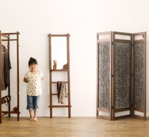 画像2: オールドチーク　無垢材　壁掛け　ラダーラック　メイクアップ　ミラー　姿見　鏡　ハンガースタンド　スタンドミラー　洋服掛け　梯子　ディスプレイ　リゾート　ホテル　店舗什器　オリエンタル　カフェ　アジアン