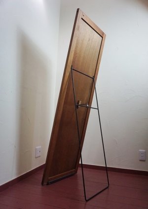 画像7: ヴィンテージ　チーク材　無垢材　大型　姿見   ミラー　鏡　スタンドミラー　立て掛け　フランス　ディスプレイ　店舗什器　　