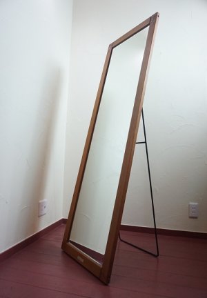 画像6: ヴィンテージ　チーク材　無垢材　大型　姿見   ミラー　鏡　スタンドミラー　立て掛け　フランス　ディスプレイ　店舗什器　　