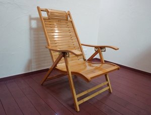 画像2: 和モダン　竹材　バンブー　ヴィンテージ　デッキチェア　リクライニングチェア　折り畳み椅子　ハイバック　古民家　レトロ　カフェ　古道具　和室　旅館　ホテル