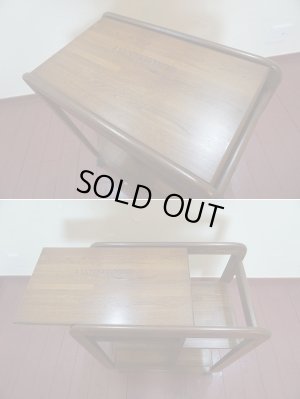 画像11: ヴィンテージ　チーク材　ワゴン　テーブル　スライド天板　キャスター　オープン　シェルフ　飾り棚　収納　台　サイドテーブル