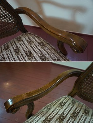 画像14: 西洋　クラシカル　英国　アンティーク調　アームチェア　ダイニングチェア　サロンチェア　洋館　猫脚　彫刻　椅子　イス　1脚出品　在庫2脚　(2)