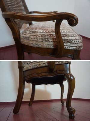 画像15: 西洋　クラシカル　英国　アンティーク調　アームチェア　ダイニングチェア　サロンチェア　洋館　猫脚　彫刻　椅子　イス　1脚出品　在庫2脚　(2)
