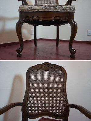 画像11: 西洋　クラシカル　英国　アンティーク調　アームチェア　ダイニングチェア　サロンチェア　洋館　猫脚　彫刻　椅子　イス　1脚出品　在庫2脚　(1)