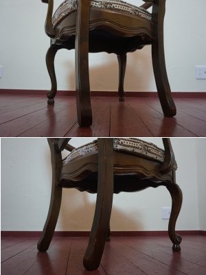 画像16: 西洋　クラシカル　英国　アンティーク調　アームチェア　ダイニングチェア　サロンチェア　洋館　猫脚　彫刻　椅子　イス　1脚出品　在庫2脚　(1)