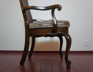 画像17: 西洋　クラシカル　英国　アンティーク調　アームチェア　ダイニングチェア　サロンチェア　洋館　猫脚　彫刻　椅子　イス　1脚出品　在庫2脚　(1)