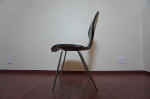 画像4: 希少　古き良き時代　ミッドセンチュリー　ヴィンテージ　剣持勇　天童木工　チェア　椅子　イス　チーク材　×　合皮　黒　ブラック　当時物　レトロ　カフェ　1脚出品　在庫3脚　(2)