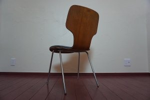 画像5: 希少　古き良き時代　ミッドセンチュリー　ヴィンテージ　剣持勇　天童木工　チェア　椅子　イス　チーク材　×　合皮　黒　ブラック　当時物　レトロ　カフェ　1脚出品　在庫3脚　(4)