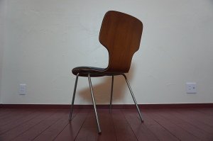 画像3: 希少　古き良き時代　ミッドセンチュリー　ヴィンテージ　剣持勇　天童木工　チェア　椅子　イス　チーク材　×　合皮　黒　ブラック　当時物　レトロ　カフェ　1脚出品　在庫3脚　(2)