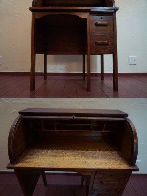 画像11: 希少　イギリスアンティーク　英国アンティーク　アールデコ　1900〜1920年代頃　ロールトップ　蛇腹　片袖　クラシック　ティングビューロ　デスク　書斎机　作業台　ディスプレイ　オーク材