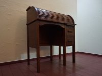 イギリスアンティーク　英国アンティーク　1900〜1920年代頃　ロールトップ　蛇腹　片袖　クラシック　ティングビューロ　デスク　書斎机　作業台　ディスプレイ　オーク材