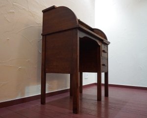 画像8: 希少　イギリスアンティーク　英国アンティーク　アールデコ　1900〜1920年代頃　ロールトップ　蛇腹　片袖　クラシック　ティングビューロ　デスク　書斎机　作業台　ディスプレイ　オーク材