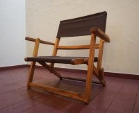 北欧モダン　カントリー　フォールディングチェア　折り畳み椅子　ローチェア　アームチェア　アウトドア　ガーデンチェア　デッキチェア　ブラウン色　在庫2脚　(1)