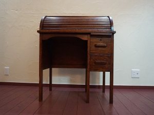 画像9: 希少　イギリスアンティーク　英国アンティーク　アールデコ　1900〜1920年代頃　ロールトップ　蛇腹　片袖　クラシック　ティングビューロ　デスク　書斎机　作業台　ディスプレイ　オーク材